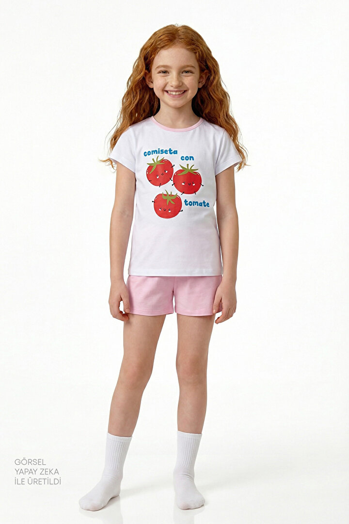 Pink Girls Tomato 2in1 Pajama Set - 1