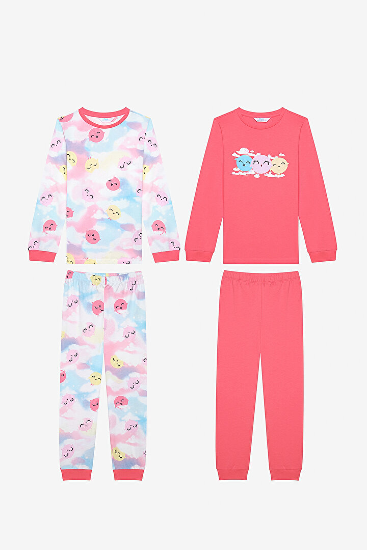 Kız Çocuk Birds 2li Çok Renkli Pijama Takımı - 1