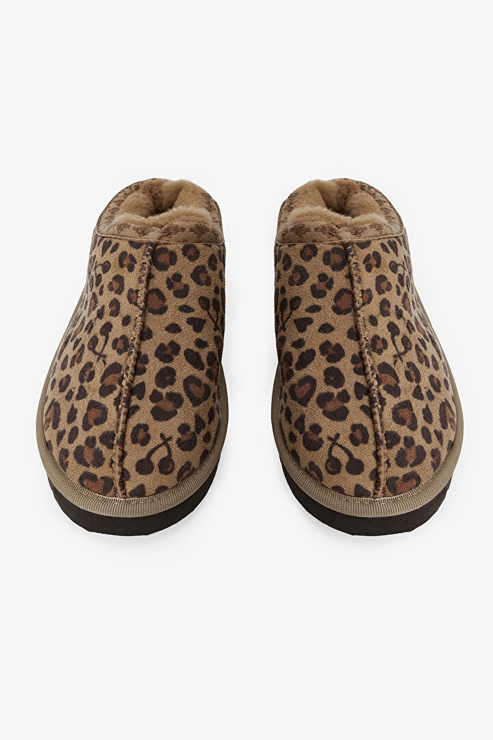 Bej Leopar Desenli Ev Terliği - 1
