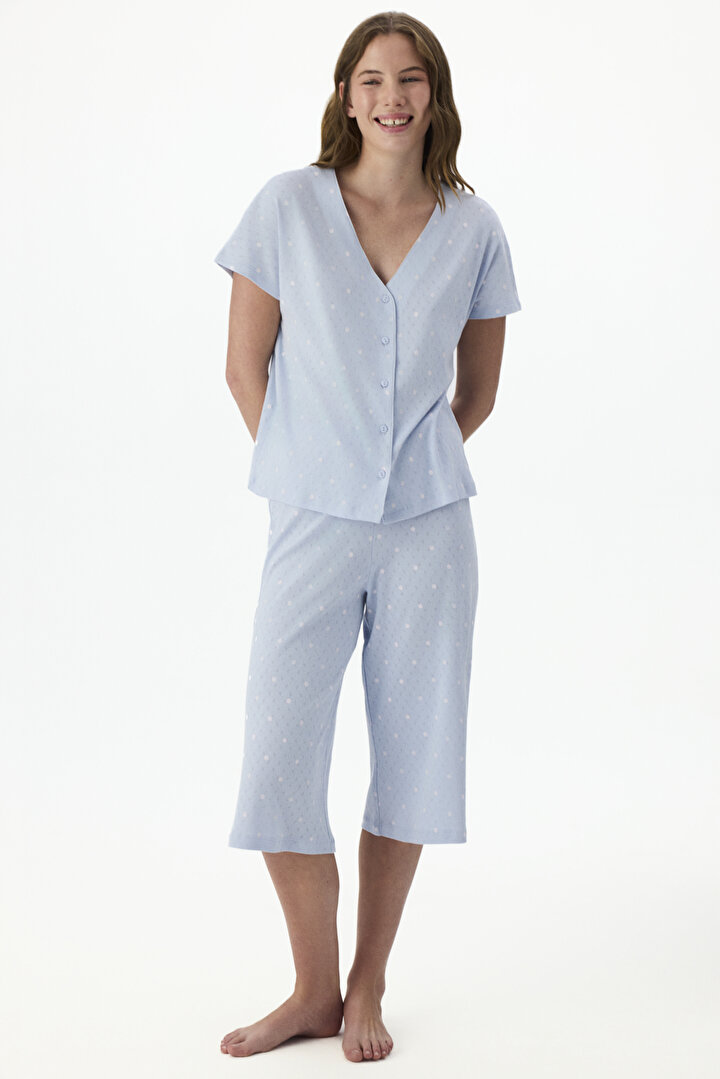 Mavi Sky Pointel Kapri Pijama Takımı - 1