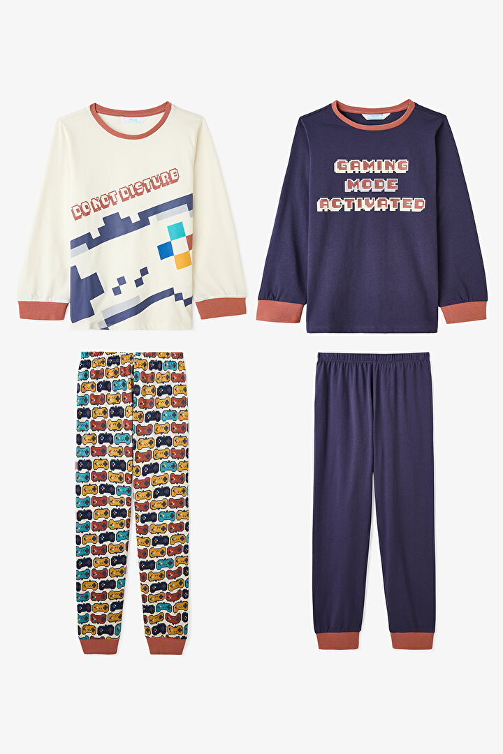 Erkek Çocuk Gaming Baskılı Uzun Kollu 2'li Pijama Takımı - 1