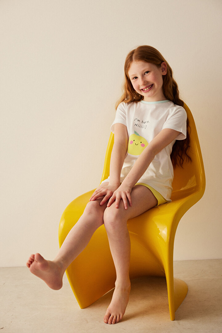 Kız Çocuk Limon Baskılı Pijama Takımı - 1