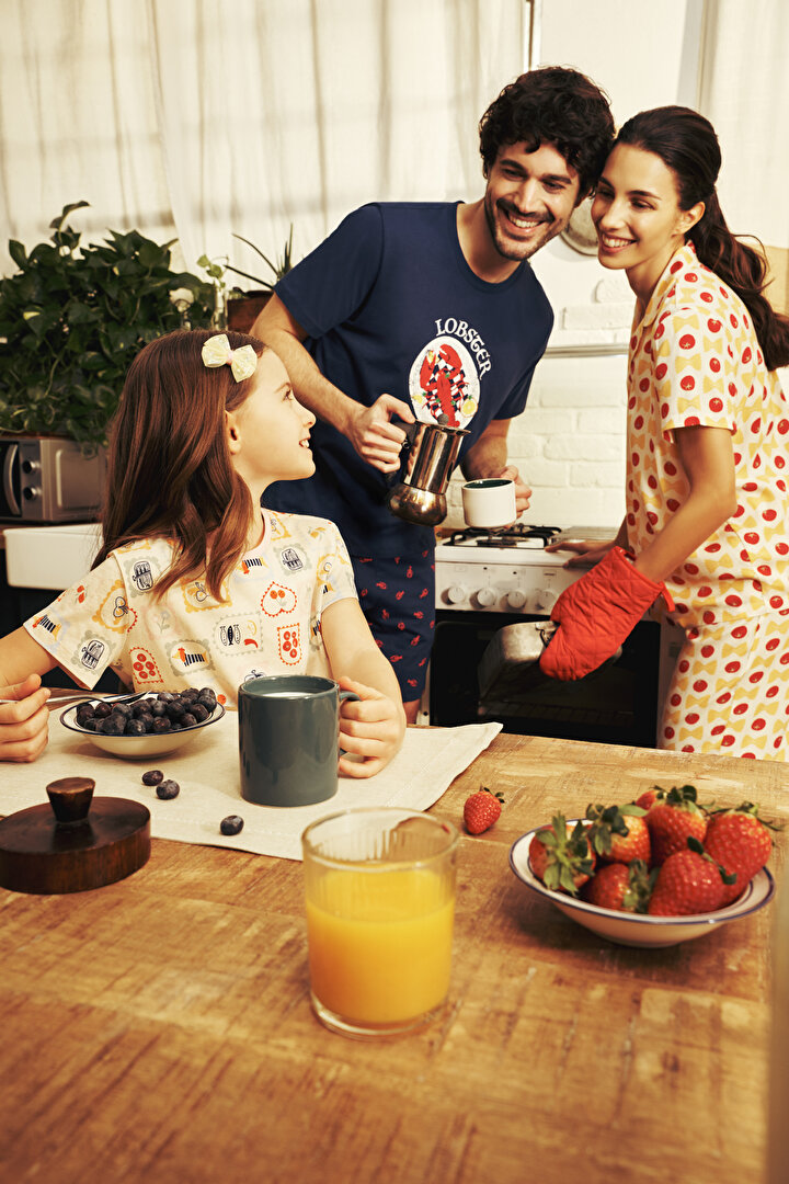 Açık Mavi Kız Çocuk French Meal Pamuklu 2'li Pijama Takımı - 2