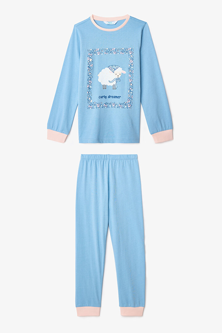 Kız Çocuk Çiçekli On The Lamb 2'li Uzun Kollu Pijama Takımı - 2