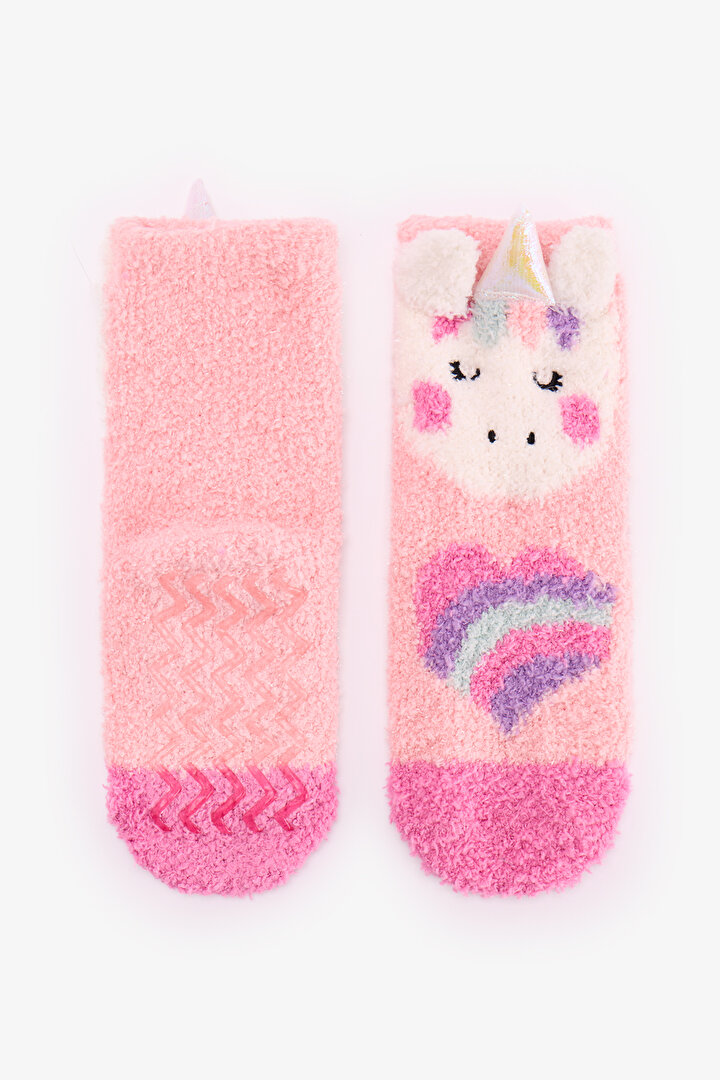 Kız Çocuk Gül Kurusu Unicorn Soket Çorap - 2