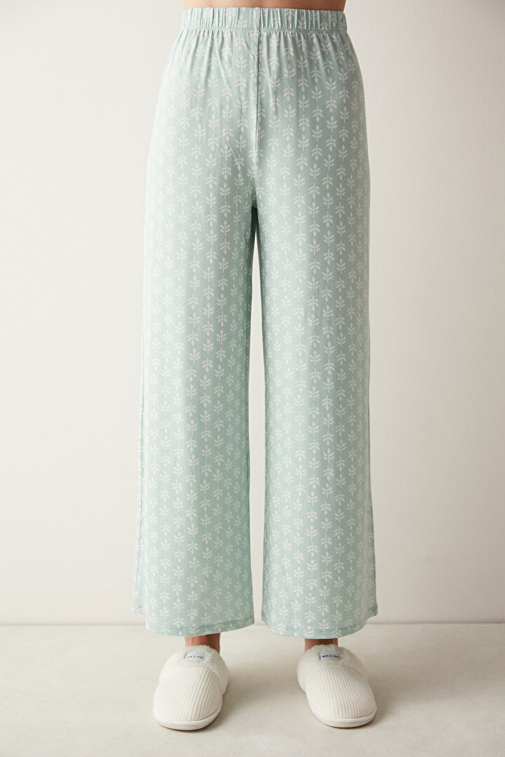 Joise Yeşil Desenli Pantolon Mint Yeşili Pijama Altı - 1