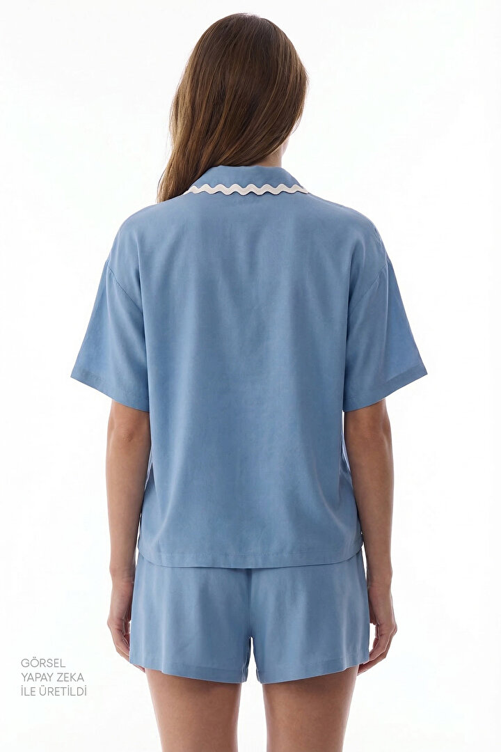 Blue Serenity Shirt & Shorts Pajama Set - 2