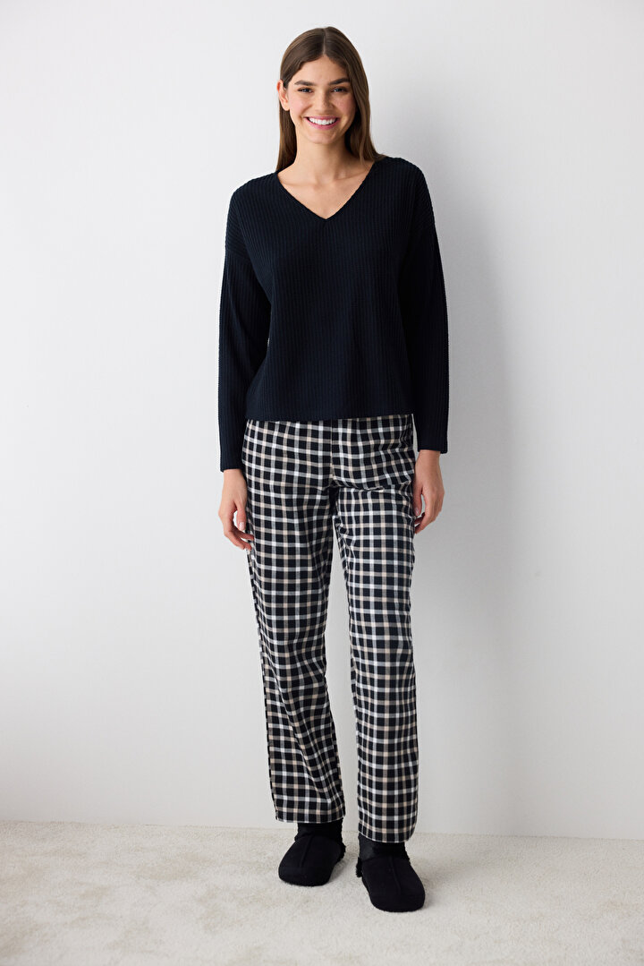 Alia Gingham Black Pant PJ Bottom - 2