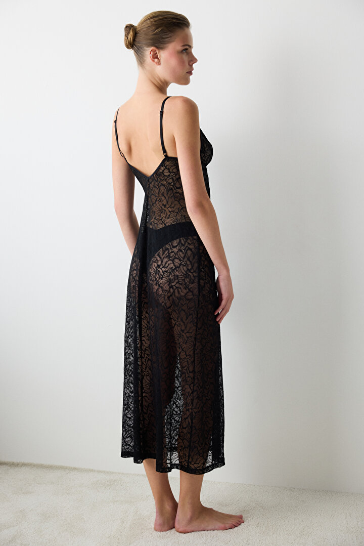 Black Lacy Night Dress - 2