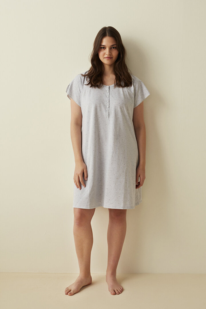 Light Grey Melange Melange Dots Dress - 1