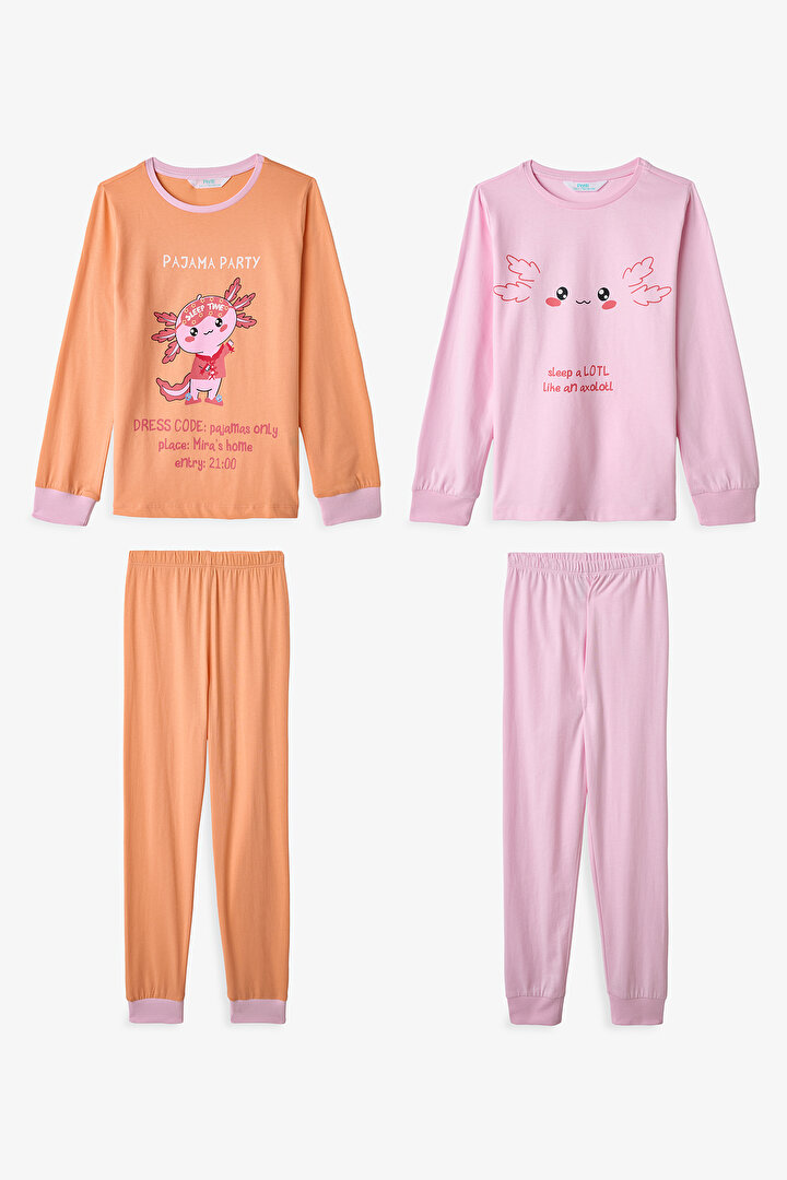 Pembe Kız Çocuk Relaxalotl 2'li Pijama Takımı - 1