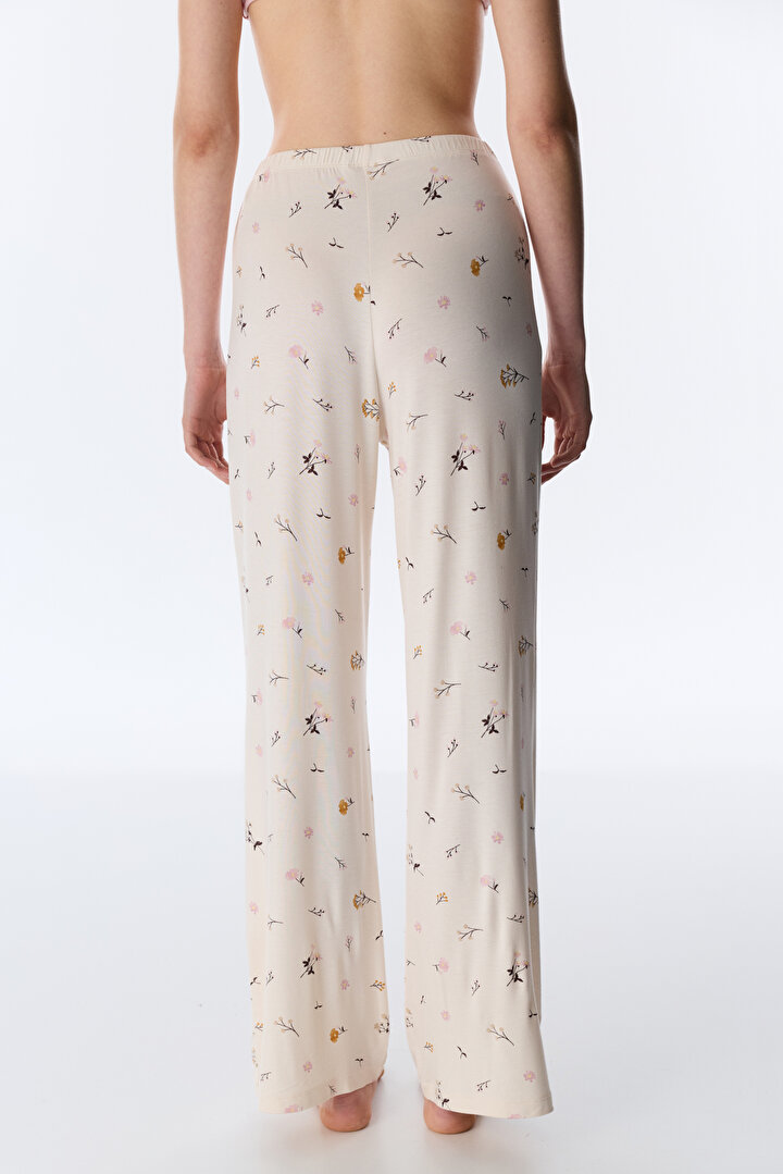 Beige Margot Printed Pants Pajama Bottom - 2