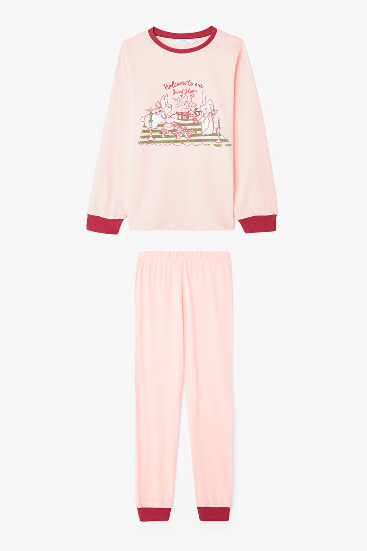 Girls Friendmass Food Patterned Long Sleeve 2-Piece Pajama Set - 2