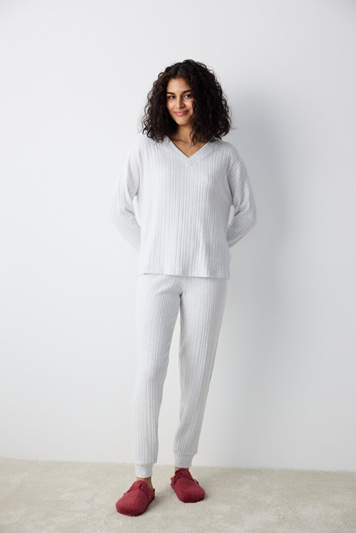 Soft Light Grey Pant PJ Set - 2