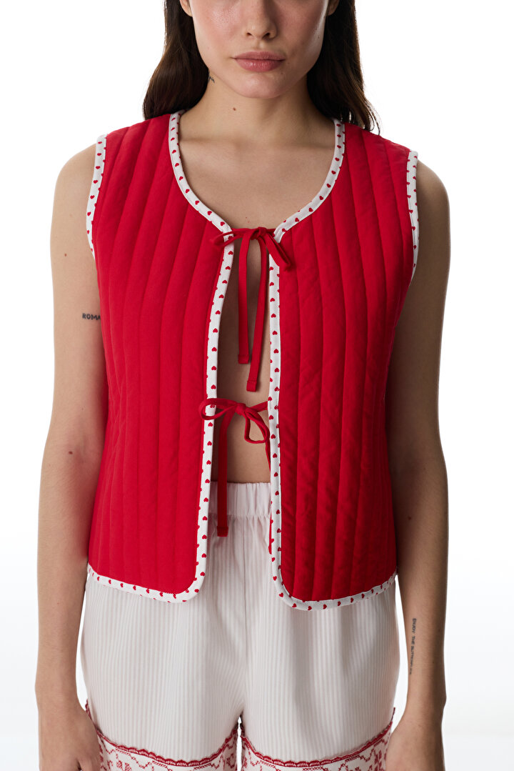 Kırmızı Magnifique Yelek Pijama Üstü - 2