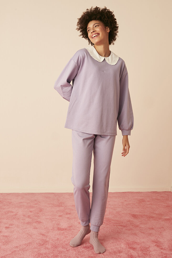 Lilac Collar Sweatshirt - 2