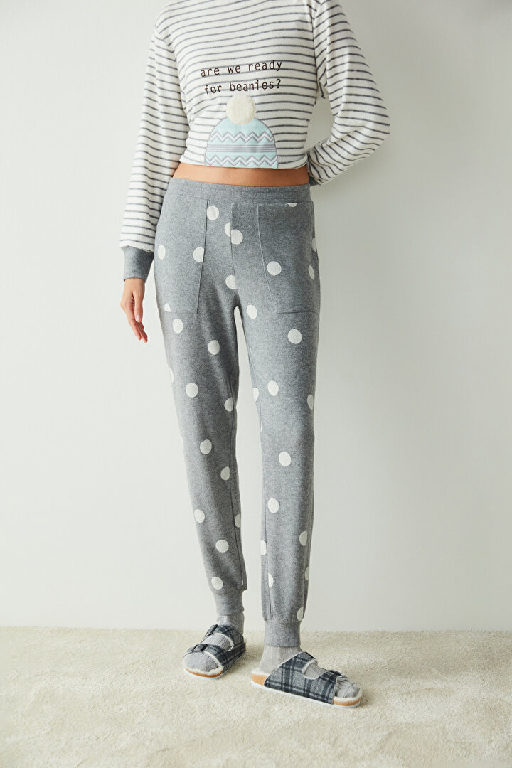 Grey Beanies Dotted Grey Cuff Thermal Pants - 2