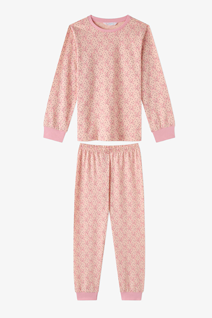 Kız Çocuk Pembe Whisper Bows Pamuklu Uzun Kollu 2'li Pijama Takımı - 2