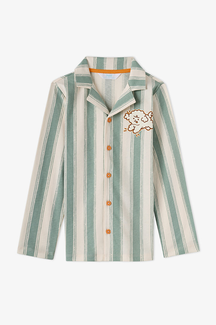Kids' Mint Green Tom&jerry Printed Long Sleeve Shirt & Trouser Pyjama Set - 2