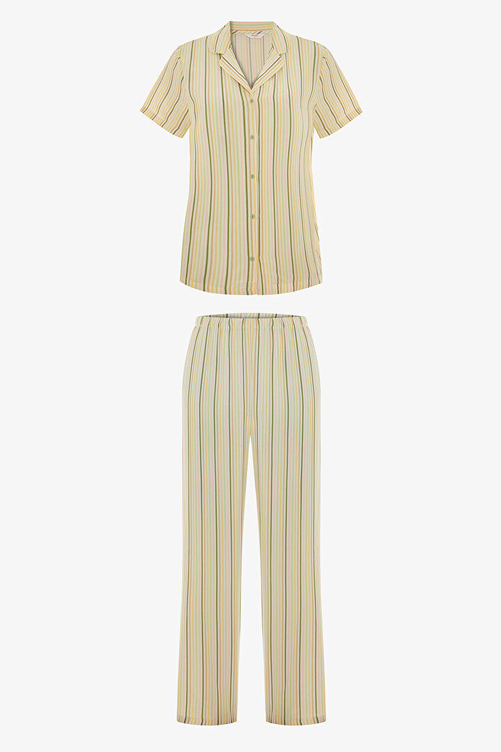 Çok Renkli Calmness Gömlek Pantolon Pijama Takımı - 1