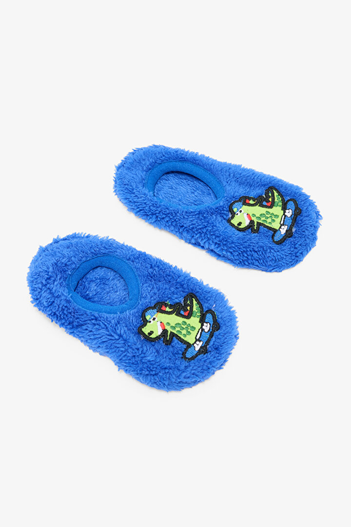 Saks Erkek Çocuk Dinozor Nakışlı Kaymaz Tabanlı Ev Patiği - 2
