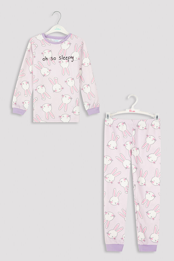 Çok Renkli Girls Bunny Termal Pijama Takımı - 1