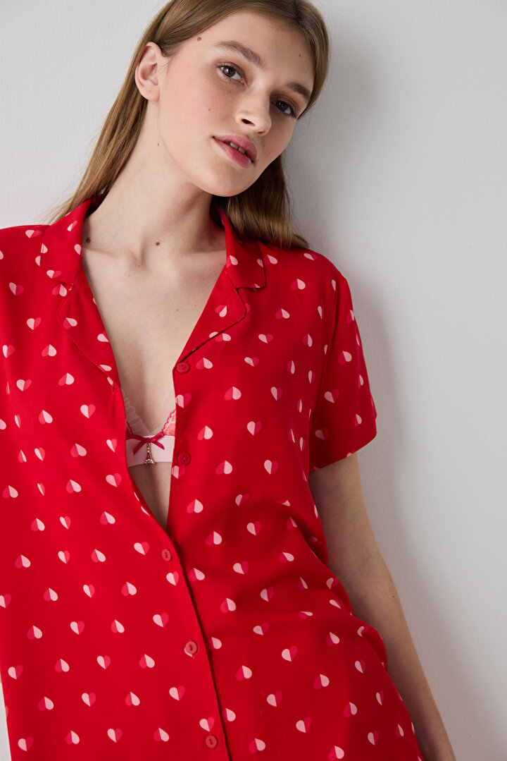 Je T'aime Shirt Pant Red PJ Set - Penti Loves Paris Collection - 2