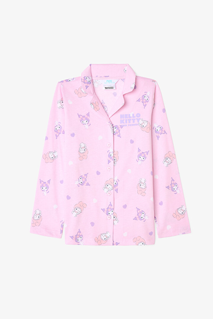 Light Pink Girls Kuromi Friends Shirt Pajama Set - 2
