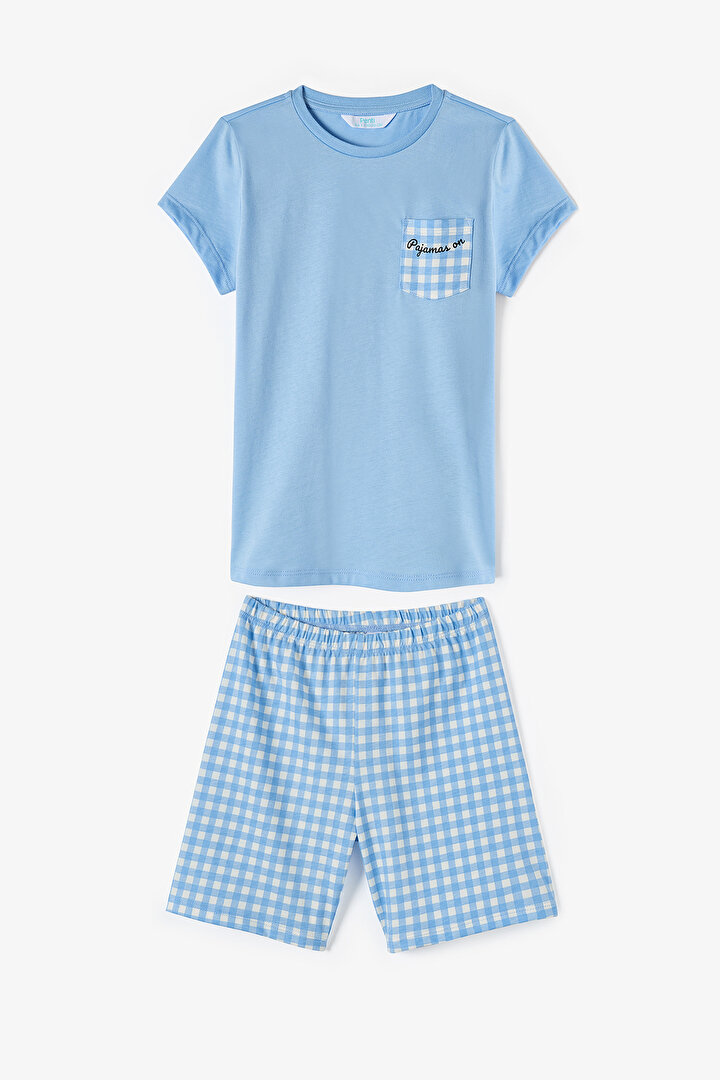 Gokyüzü Mavisi Erkek Çocuk Pajamas On Pamuklu Pijama Takımı - 1