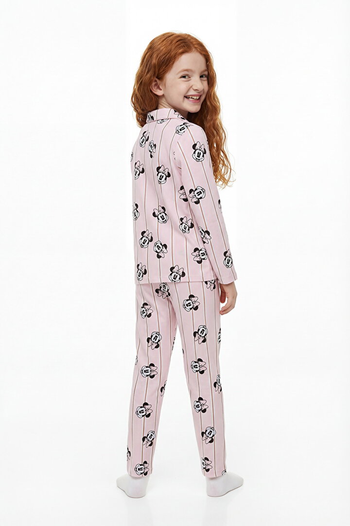 İnci Pembe Kız Çocuk Lic Minnie Fam Gömlek Pijama Takımı - 2