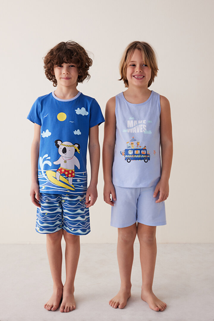 Çok Renkli Erkek Çocuk Make Waves 4lü Pijama Takımı - 1