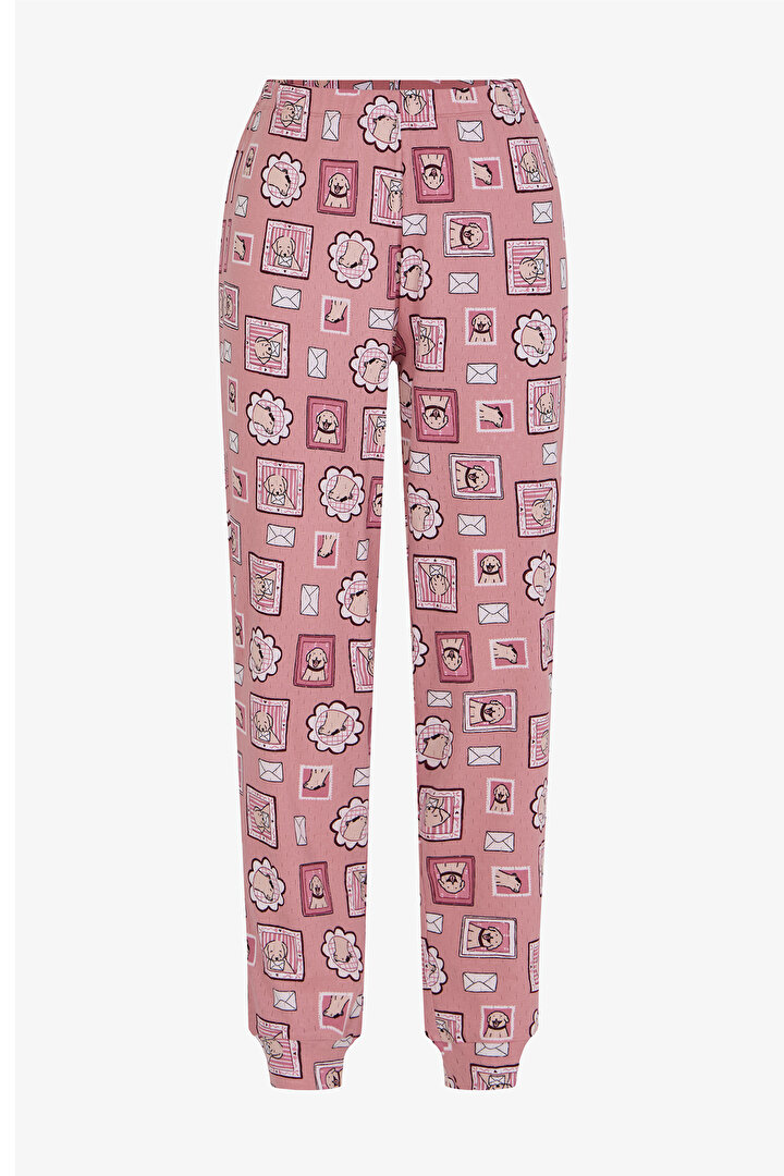 Pembe Postcard Pointel Pijama Altı - 1