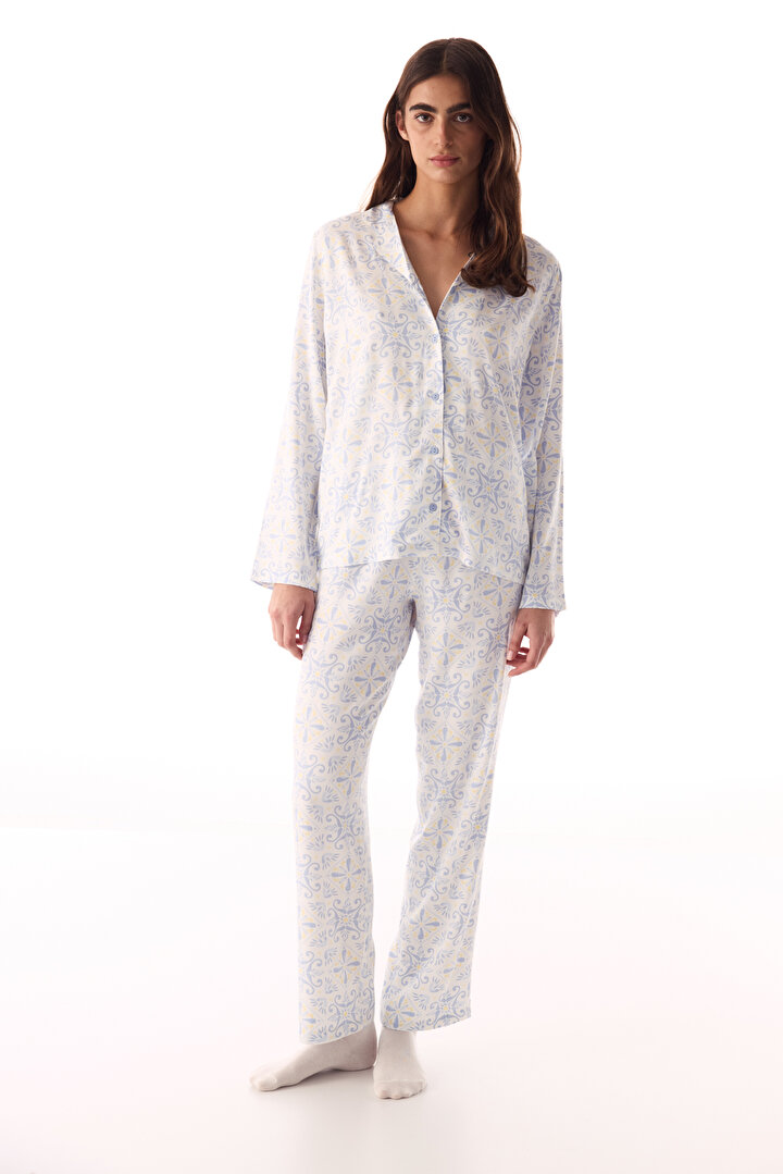Off-White Relax Time Shirt & Pants Pajama Set - 1