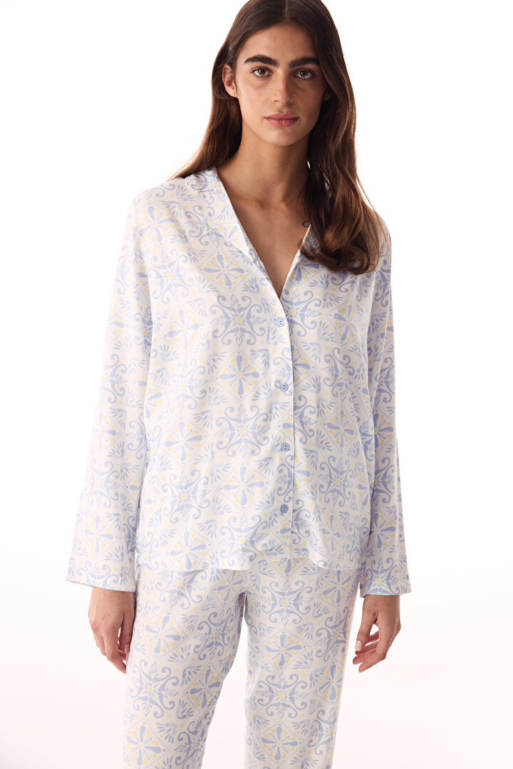 Off-White Relax Time Shirt & Pants Pajama Set - 2