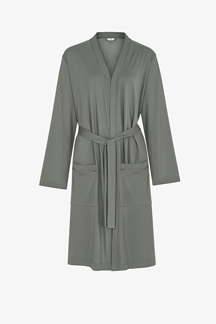 Khaki Talia Long Sleeve Robe - 1