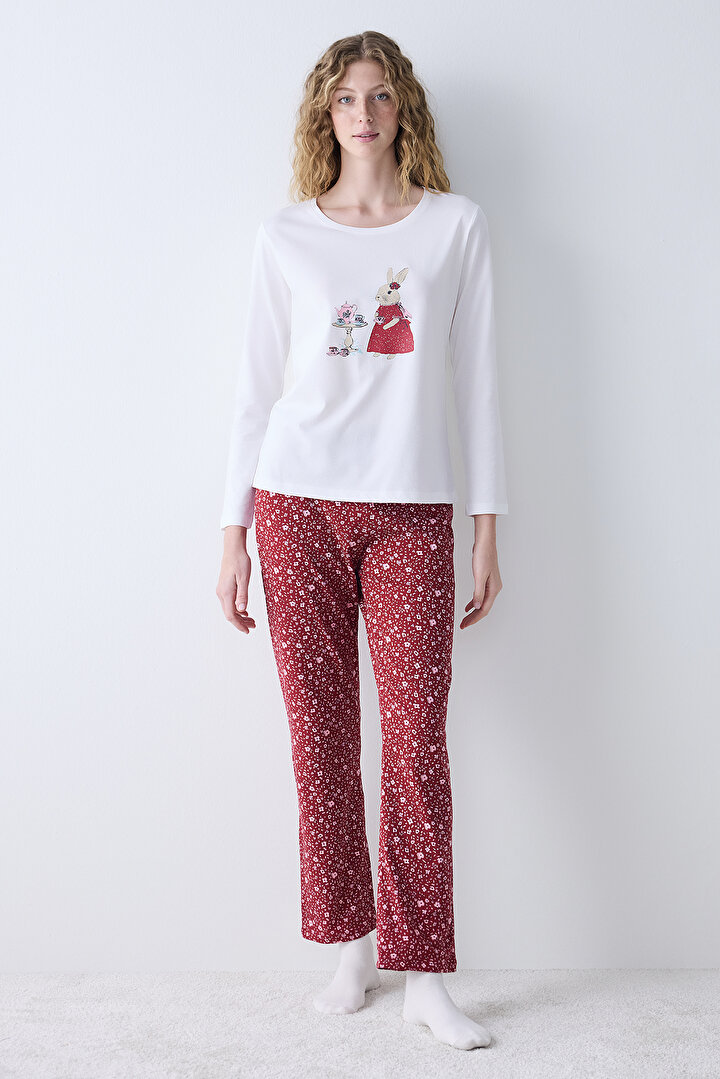 Pretty Flowers Multi Colour Pant PJ Set - 1