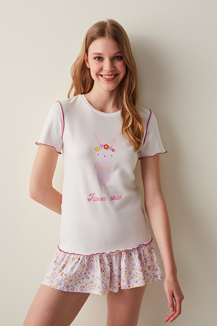 Flower Child Tişört Pijama Üstü - 1