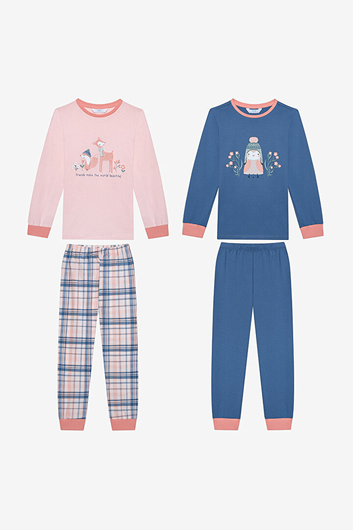 Kız Çocuk Woodland 2li Çok Renkli Pijama Takımı - 1