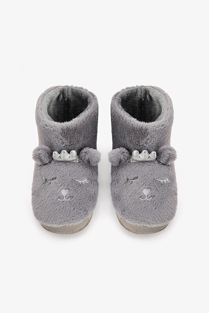 Gri Hayvan Nakışlı Softy Ev Botu - 1