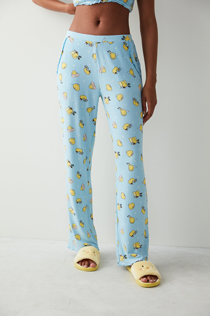 Mavi Hooray Baskılı Pantolon Pijama Altı - 1