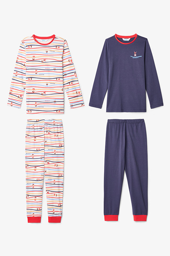 Boys Acrobat Striped Cotton Long Sleeve 2-Piece Pajama Set - 1
