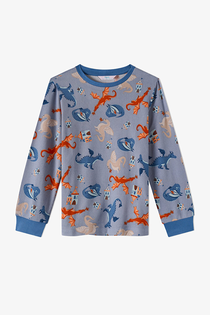 Erkek Çocuk Mavi Mystic Dragons Uzun Kollu Pijama Takımı - 2