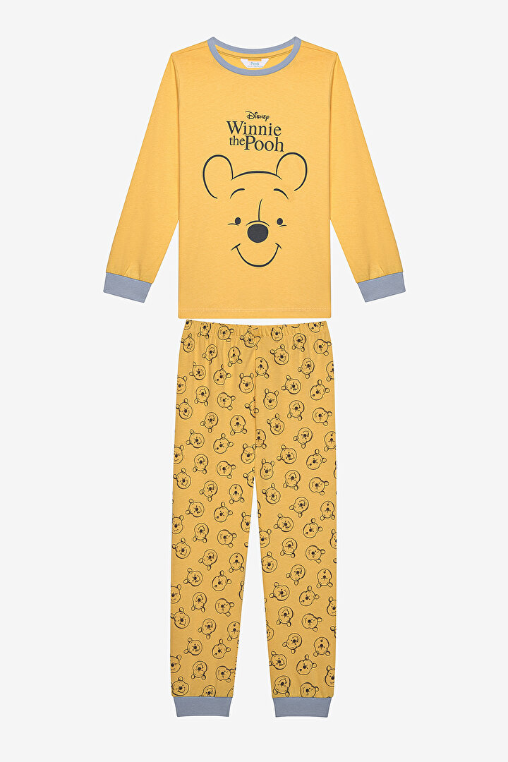 Unisex Winnie Pooh Sarı Pijama Takımı - 1