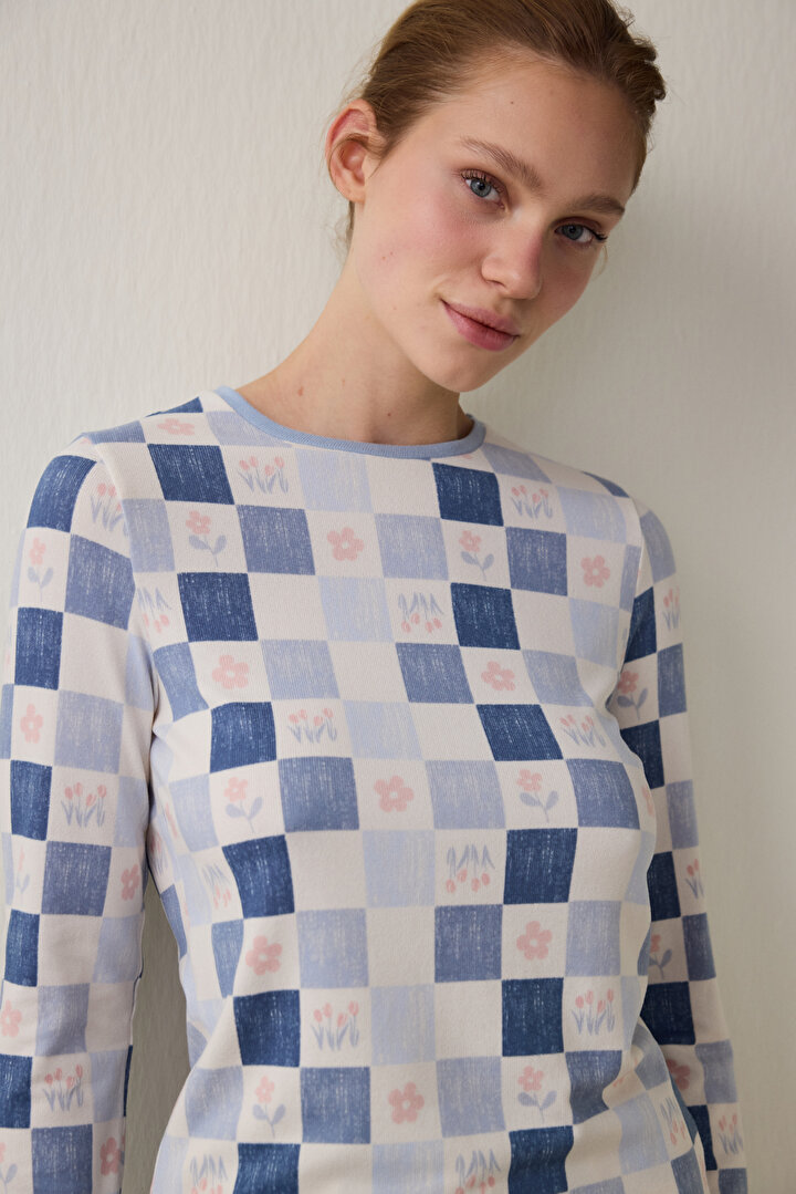 Çok Renkli Pink Garden Pantolon Pijama Takımı - 2