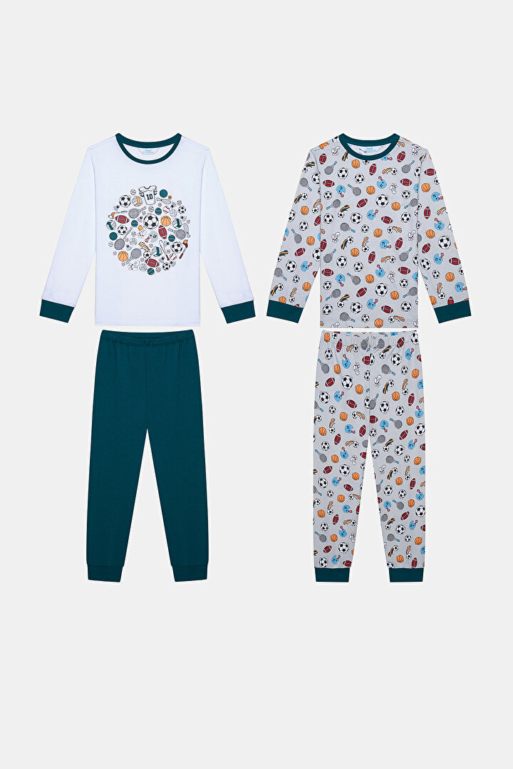 Erkek Çocuk Sporty 2li Çok Renkli Pijama Takımı - 1