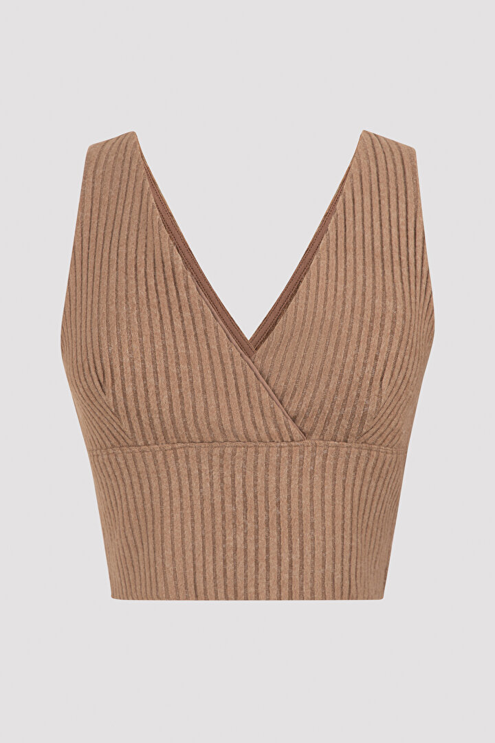 Bej Ginger Crop Atlet Pijama Üstü - 1