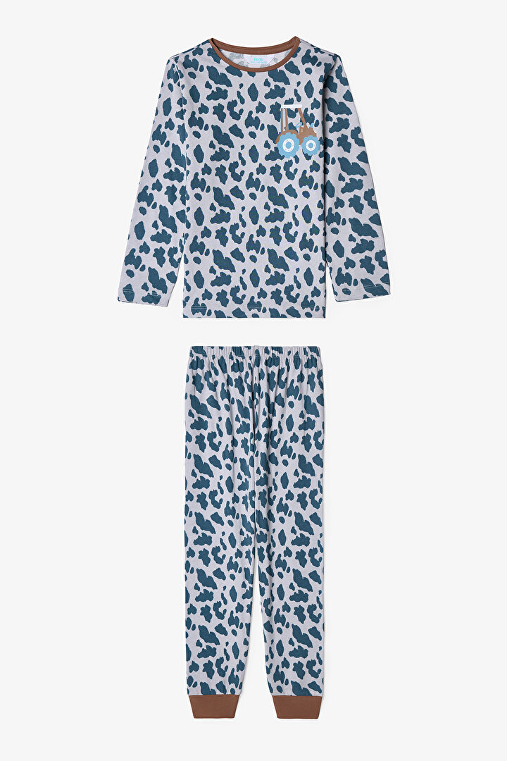 Erkek Çocuk İnek Desenli Uzun Kollu 2'li Pijama Takımı - 2