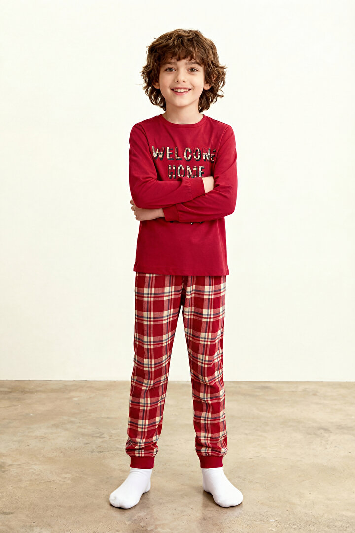 Boys Guests Plaid Cotton Long Sleeve 2-Piece Pajama Set - 2