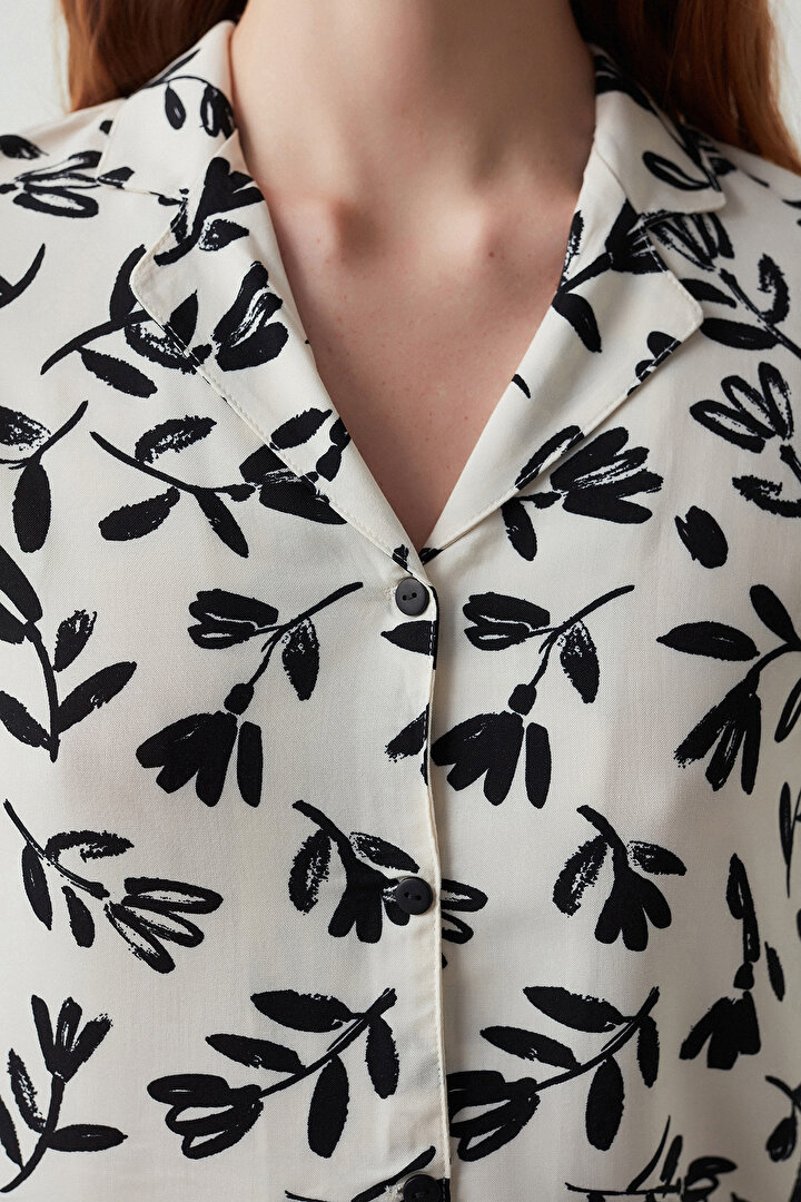 Ecru Soft Fleur Shirt Pj Set - 2