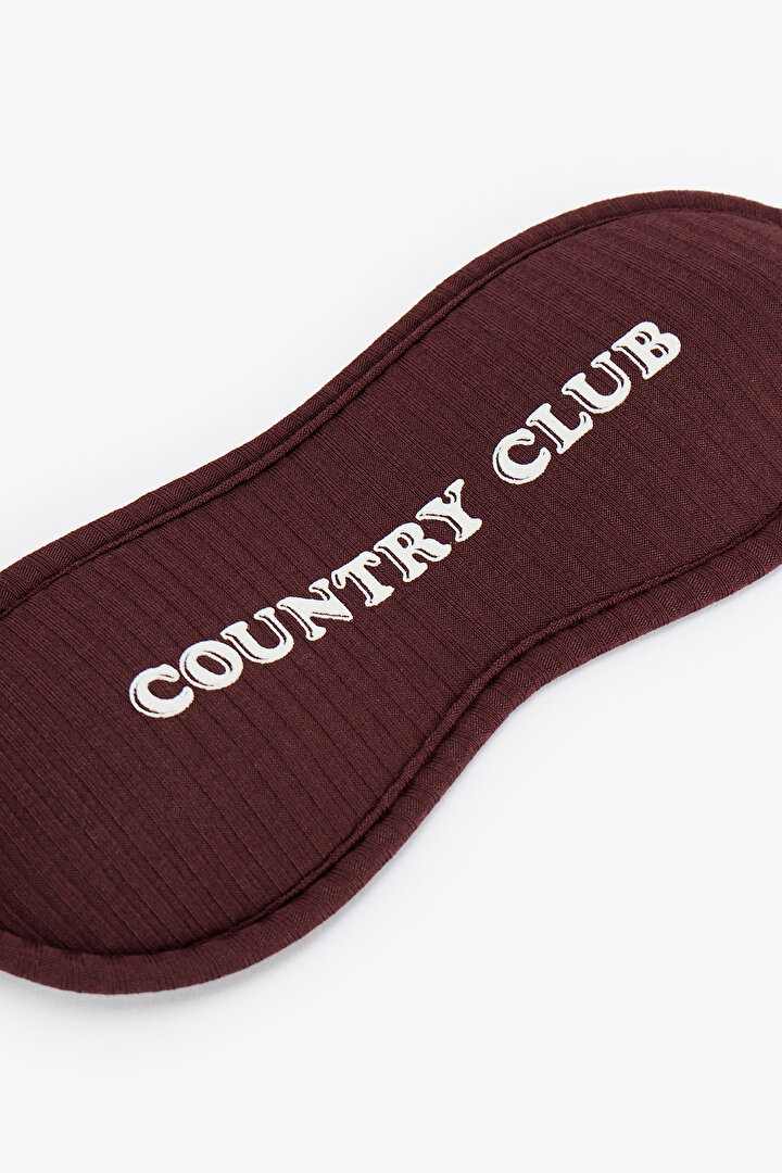 Brown Country Club Slogan Print Sleep Mask - 2